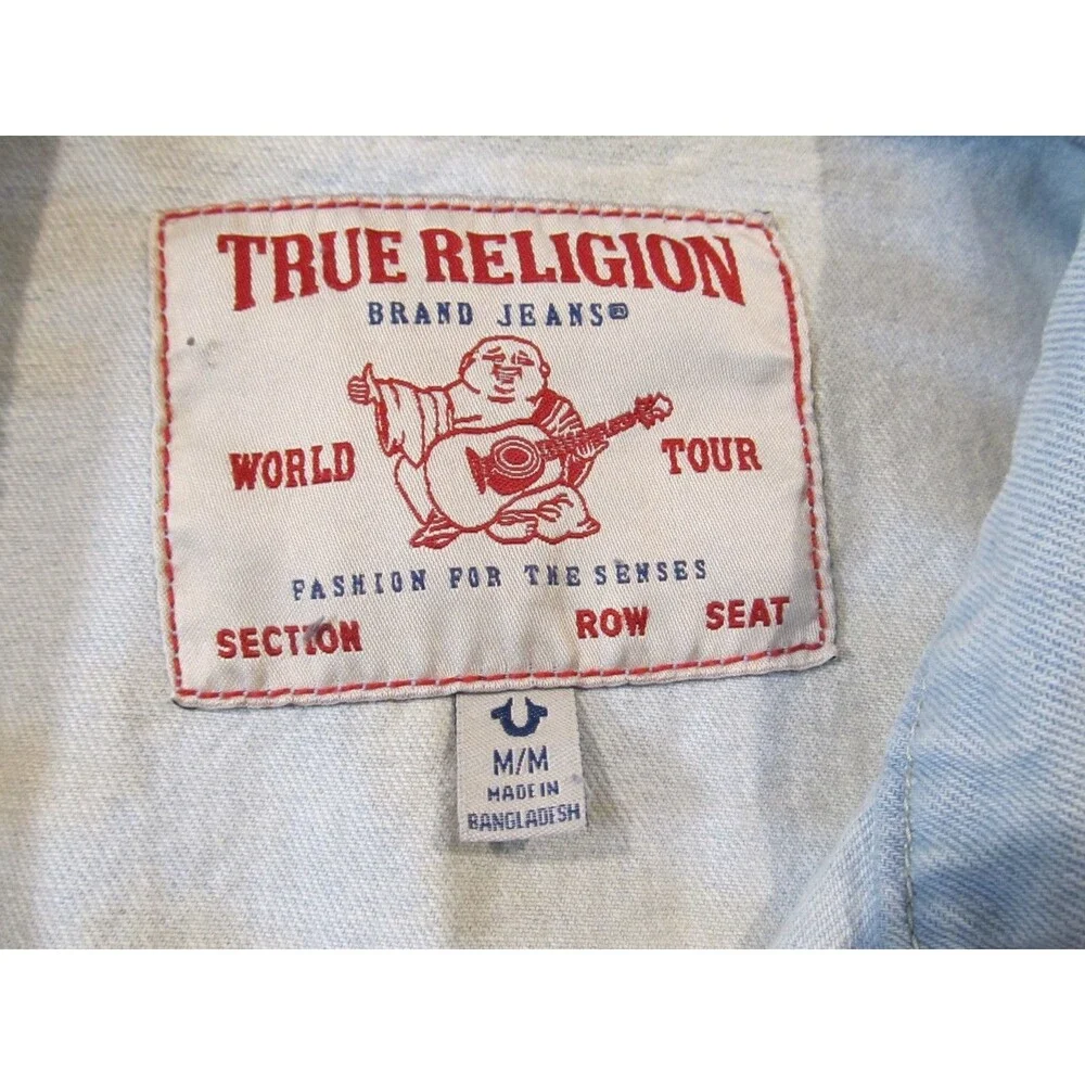 True Religion Denim Trucker Jacket Mens M Light Wash Jean Jacket